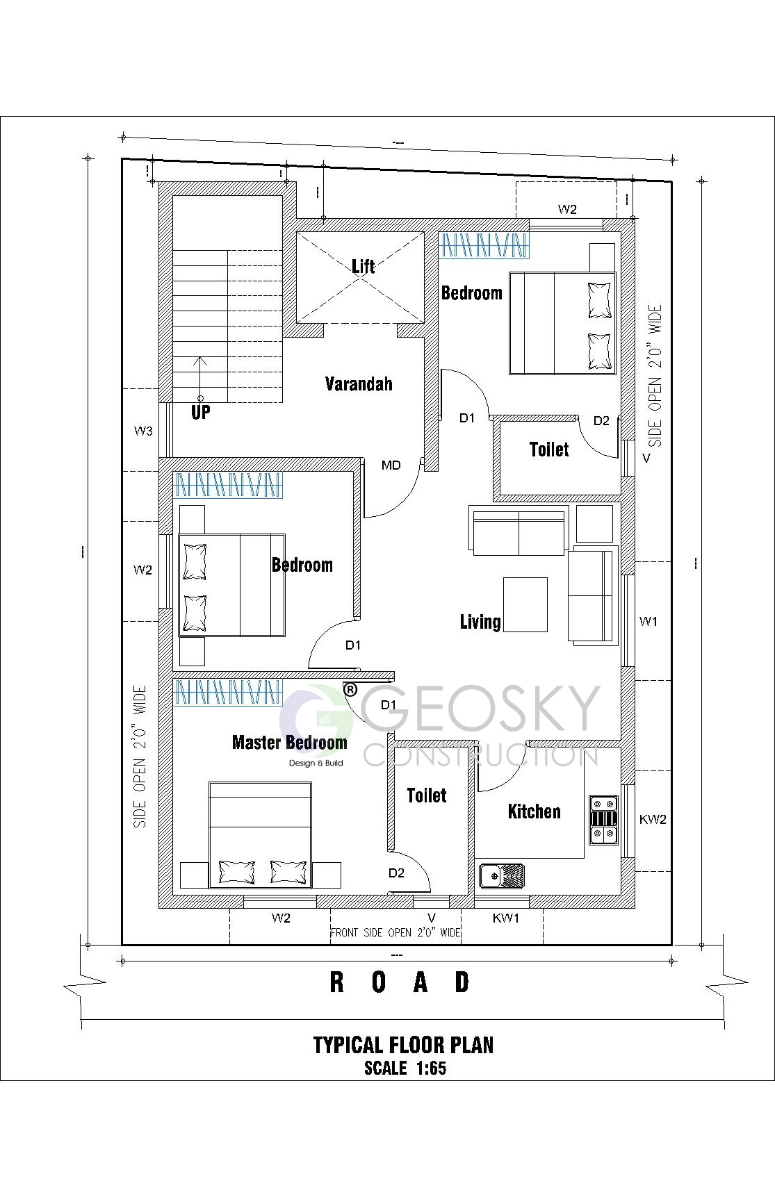 1200 Sq.ft- 3BHK House Plan-wm