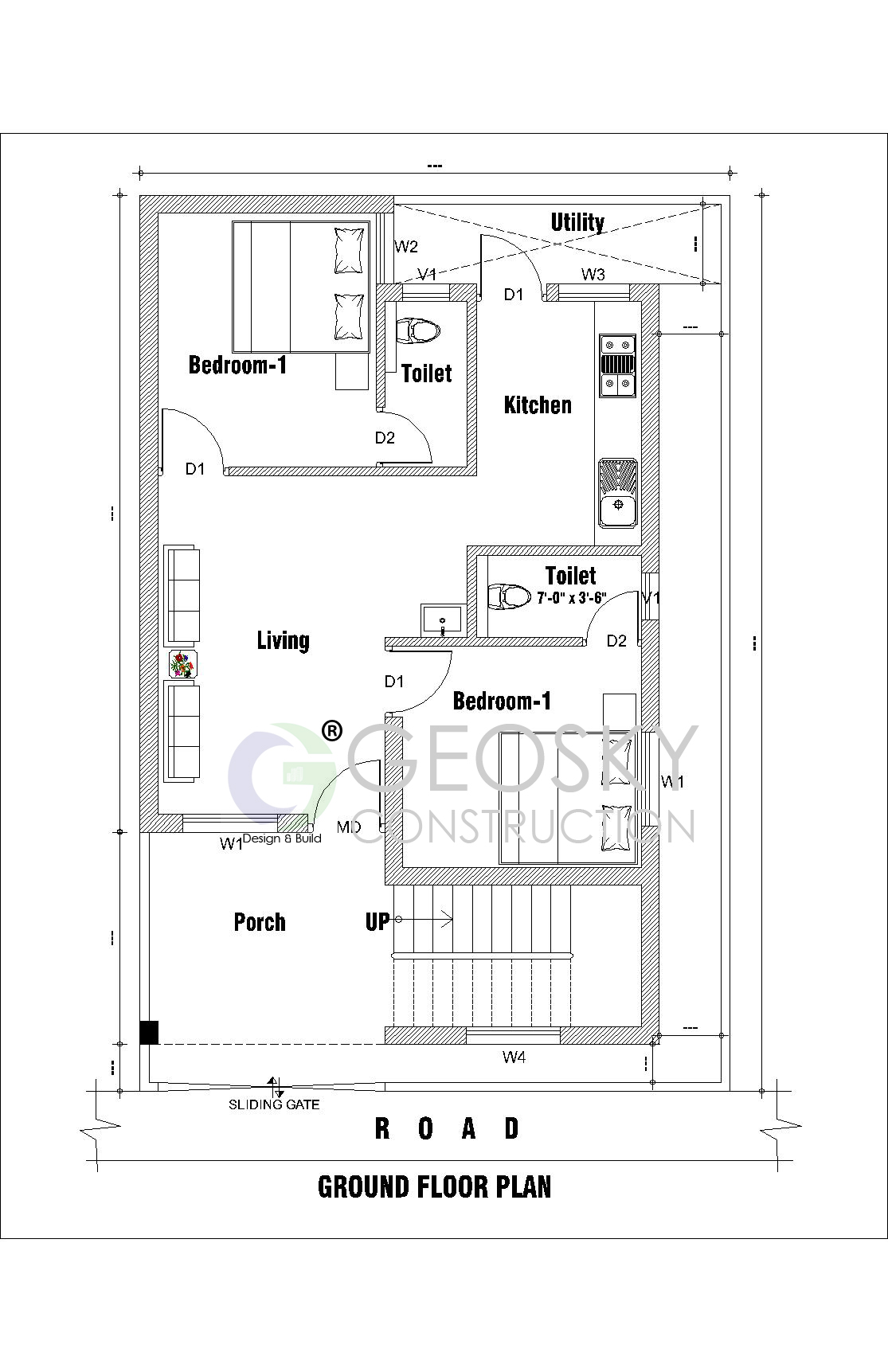 792 Sq.ft- 2BHK House Plan-wm